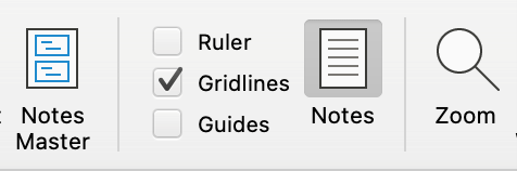 Screenshot of the Gridlines checkbox under View tab in Microsoft PowerPoint.