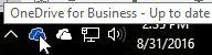 A screenshot showing the cursor hovering over the blue OneDrive icon, with the text OneDrive for Business.