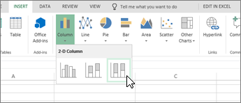 Insert tab, charts menu