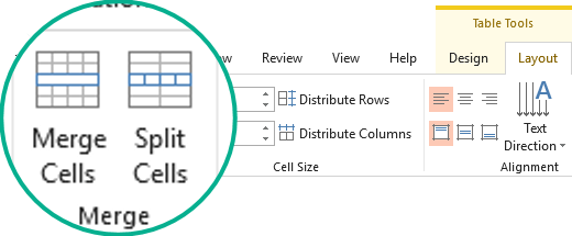 Merge or Split table cells