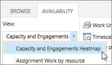 Choose the Capacity and Engagements Heatmap from the View list