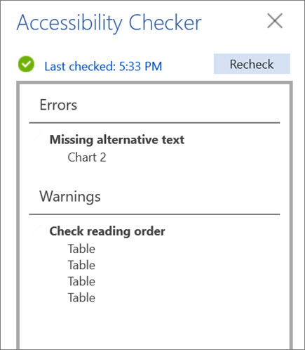 Check accessibilty in Word for the web