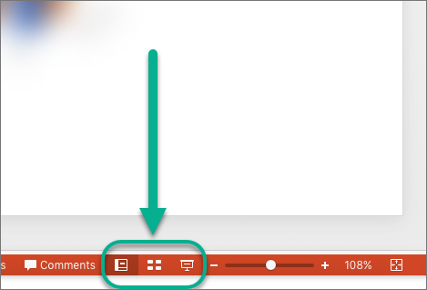 View buttons at the bottom of the PowerPoint window