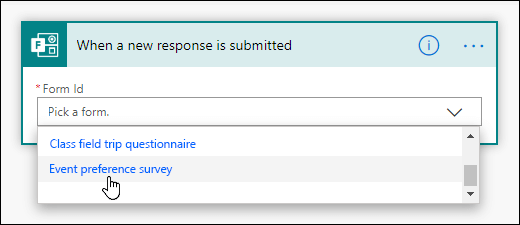 Choose a form for your trigger in Power Automate