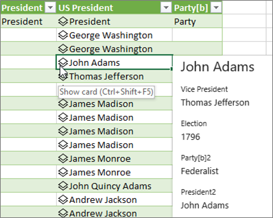 Viewing data in card view