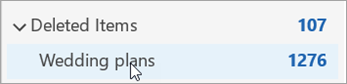 Expand Deleted Items to see any deleted folders