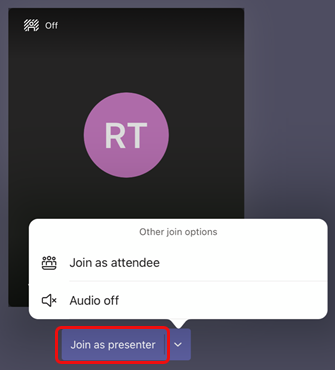 Select Join as presenter