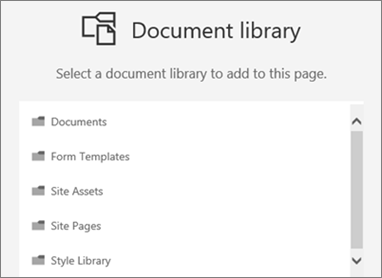 Select a document library to put on a page