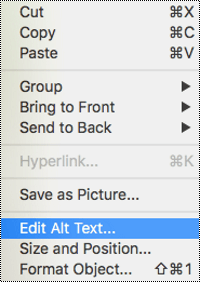 Edit Alt Text option in the context menu in PowerPoint for Mac