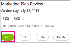 Meeting information with Join button highlighted