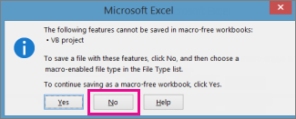 Workbook contains macros or VBA code