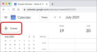 Select Create in Google calendar