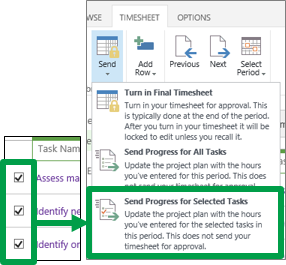 Send Progress for Selected Tasks