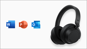 Surface Headphones with Office app icons