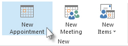 New appointment command on the ribbon