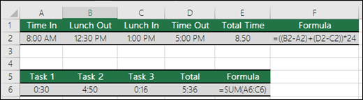 Calculating times