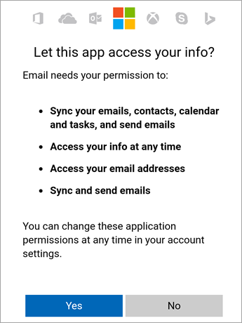 Tap Yes to accept permissions