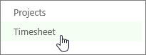 Timesheet on the Quick Launch