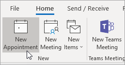 A screenshot of the New Appointment button