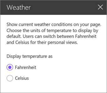 Weather toolpane