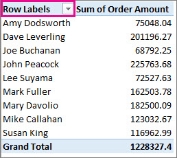 Row Label filter