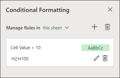 Image showing step 2 of editing a Conditional Formatting rule