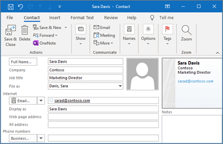 Add a contact in Outlook