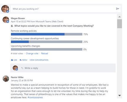 Highlights web part Classic Yammer experience