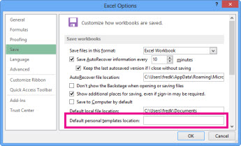 Options you can set for saving workbooks