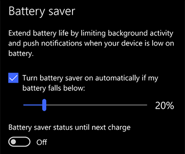 Image of battery saver settings