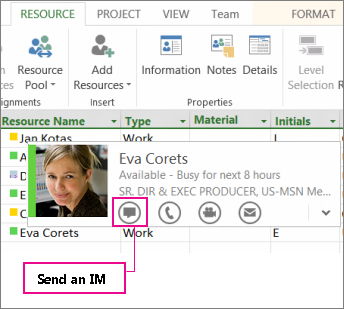 Contact people with Lync