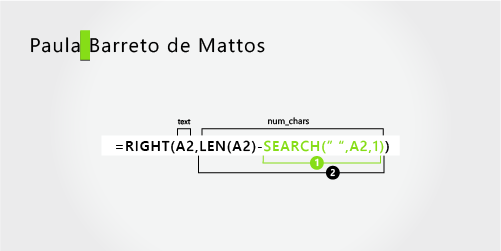 Formula for separating a first name, and a three-part last name