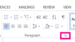 You can open the Paragraph dialog box by clicking the Expand icon.