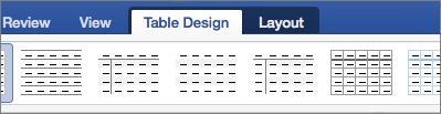 Shows the Table Design and Layout tabs for managing tables