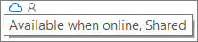 OneDrive desktop file status icon with tooltip