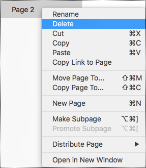 Delete page in OneNote for Mac