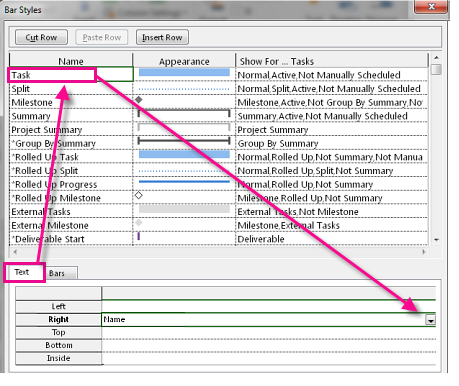 Add text to gantt bars image