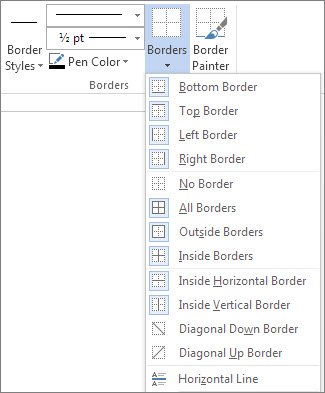 Table border location