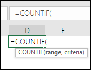 Formula syntax as hover text