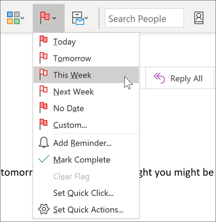 Flagging a message for follow-up in Outlook