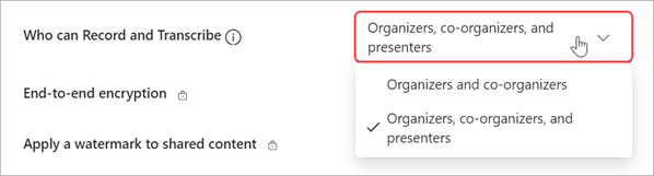 Choose who can record or transcribe a town hall.