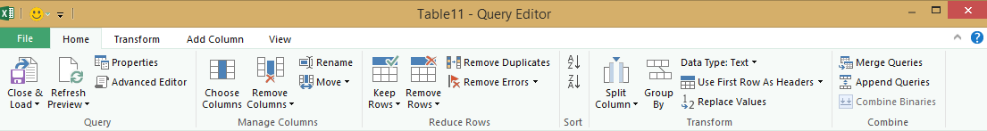 Query Editor ribbon