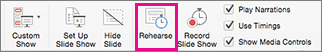 Try out different timing between slides with the Rehearse button