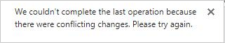 Error message about conflicting changes by two or more users in a Visio file.