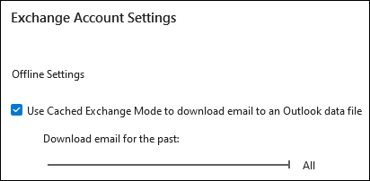 Move slider to All to download all Outlook email when you export email