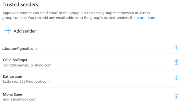 You can add or remove senders at any time.
