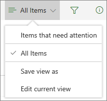 Items that need attention under the View options menu