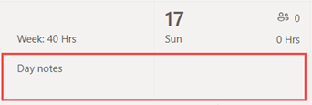 Location of day notes in a Shifts schedule