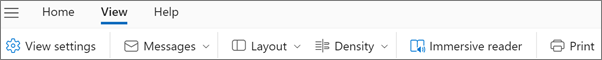 View tab on the new Outlook for Windows