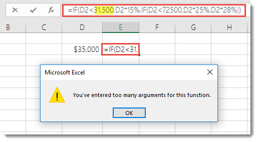 Excel message when you add comma to a value